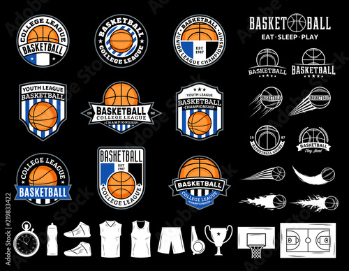 Set of vector basketball logo and icons