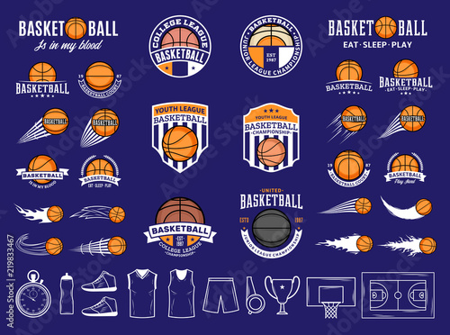 Set of vector basketball logo and  icons