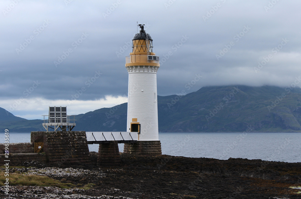 The remote lighthouse at Rubha nan gall near Tobermory on the Isle of Mull in the Scottish Highlands The remote lighthouse at Rubha nan gall near Tobermory on the Isle of Mull in the Scottish Highlands