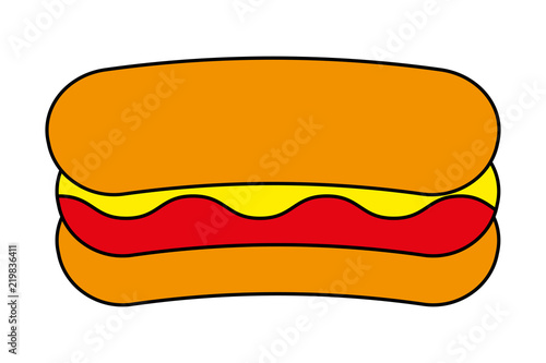 Perrito caliente con mostaza.
