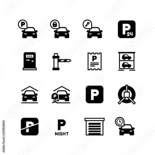 Parking car vector icons. Parking zone symbols isolated