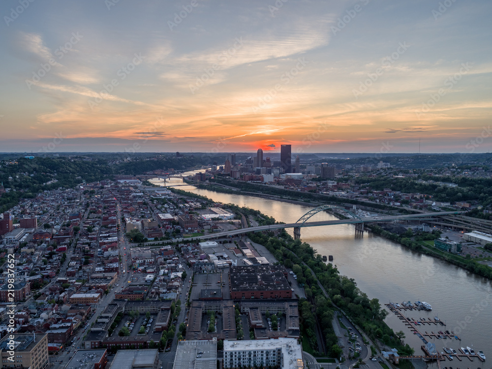  Sunset over Monongahela River and Downtown Pittsburgh