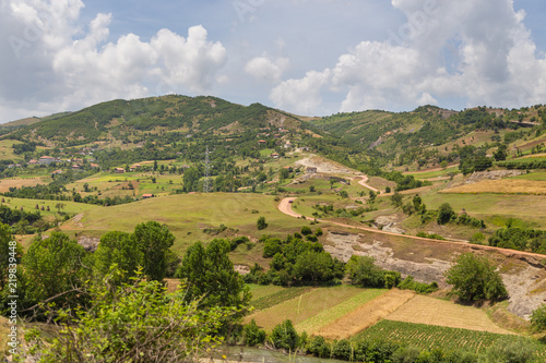 Scenic landscape view in Albanian mountain in summer day.