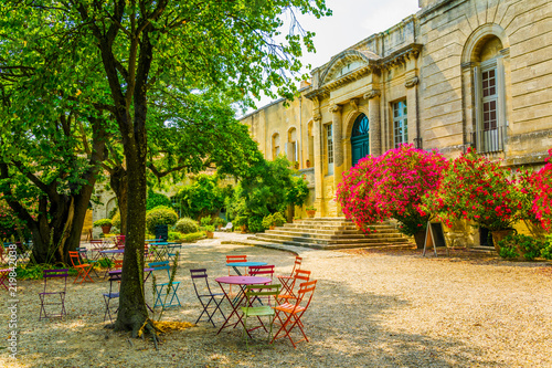 View of a garden inside of the Fort Saint Andre in Villenueve les Avignon, France photo