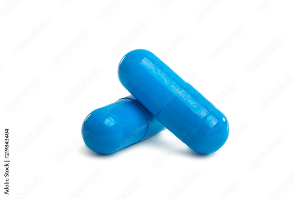 blue capsules isolated blue capsules isolated