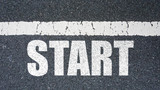 Top View of the road with the text: Start 