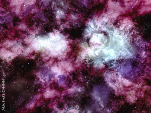 Fototapeta Naklejka Na Ścianę i Meble -  Pink nebula with stars, space background illustration