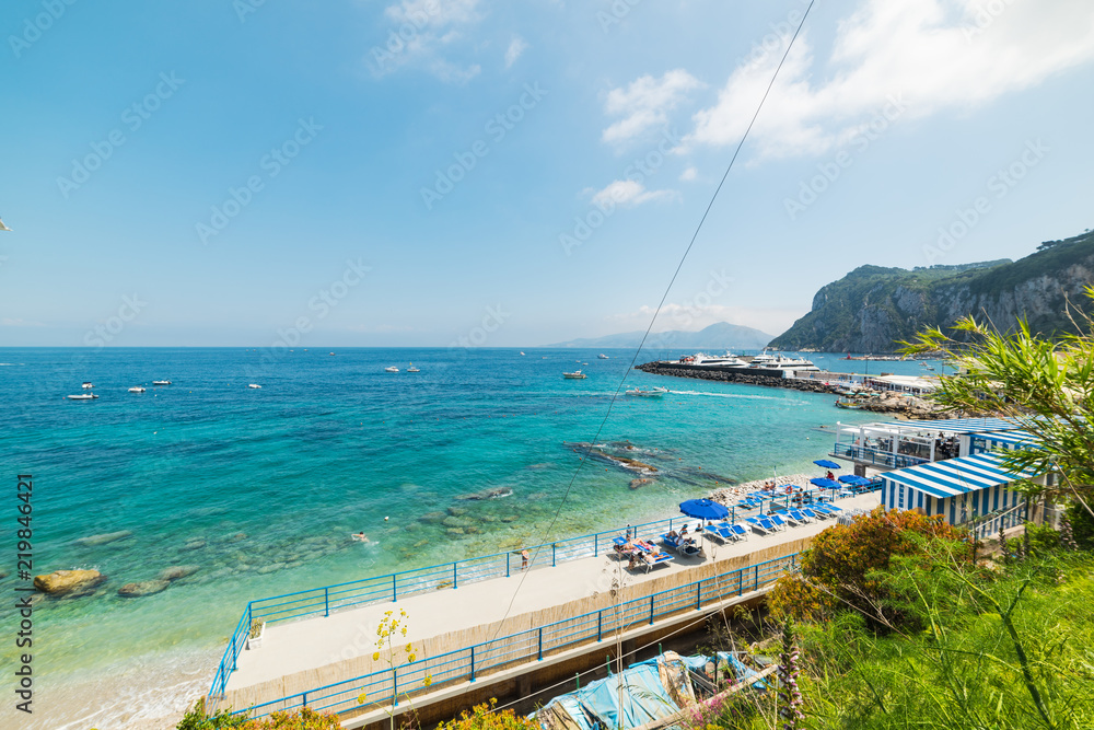Obraz premium Marina Grande beach in world famous Capri island seen from above