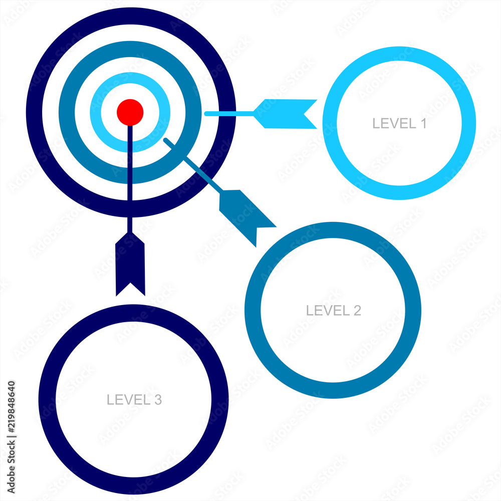 Vector infographic template with three level. Target with dart for business presentations or information banner. Vector infographic template with three level. Target with dart for business presentations or information banner.