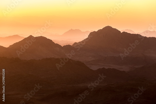 sunset silhouette Sinai Mountain chain in Egypt © matiplanas