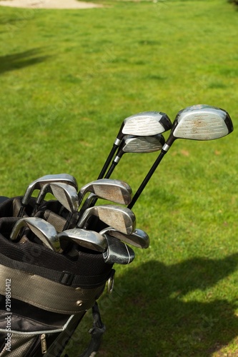 Golf Clubs in a Bag on Golf Course