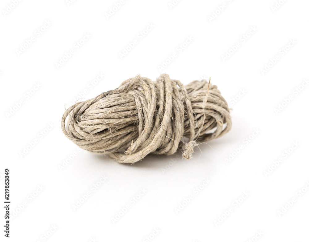 Hemp rope on white background