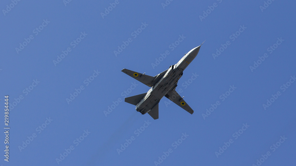 fighter flies against the blue sky, military aircraft fighter flies against the blue sky, military aircraft
