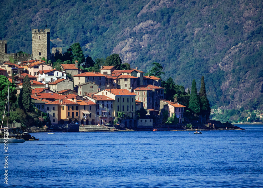 Rezzonico, a village in the mountains of Lake Como dominated by an ancient castle, Italy