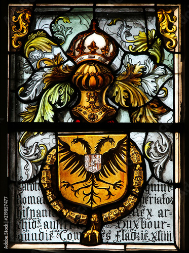 Stained Glass in Bruges - Double Headed Eagle