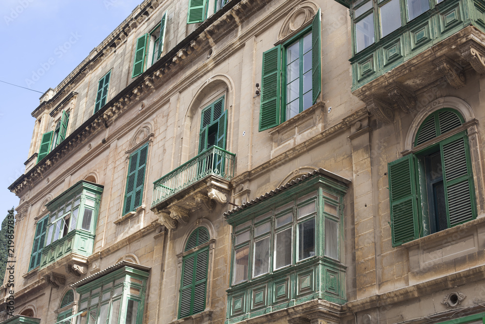 Traditional facade of Valletta