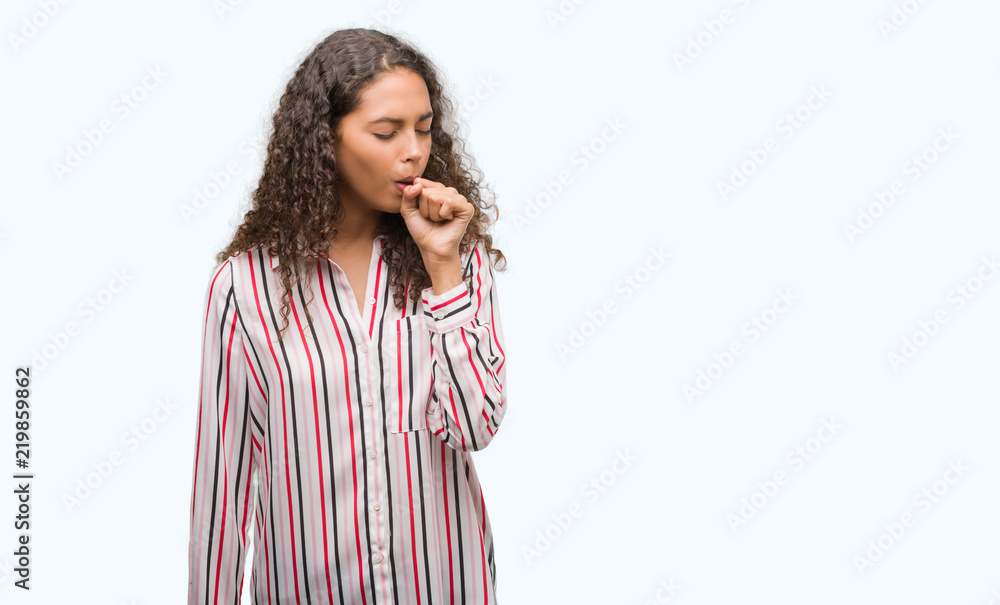 Beautiful young hispanic woman feeling unwell and coughing as symptom for cold or bronchitis. Healthcare concept. Beautiful young hispanic woman feeling unwell and coughing as symptom for cold or bronchitis. Healthcare concept.