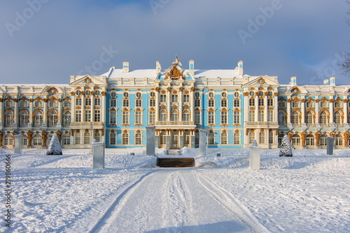 Catherine palace and park in winter, Tsarskoe Selo, St. Petersburg, Russia
