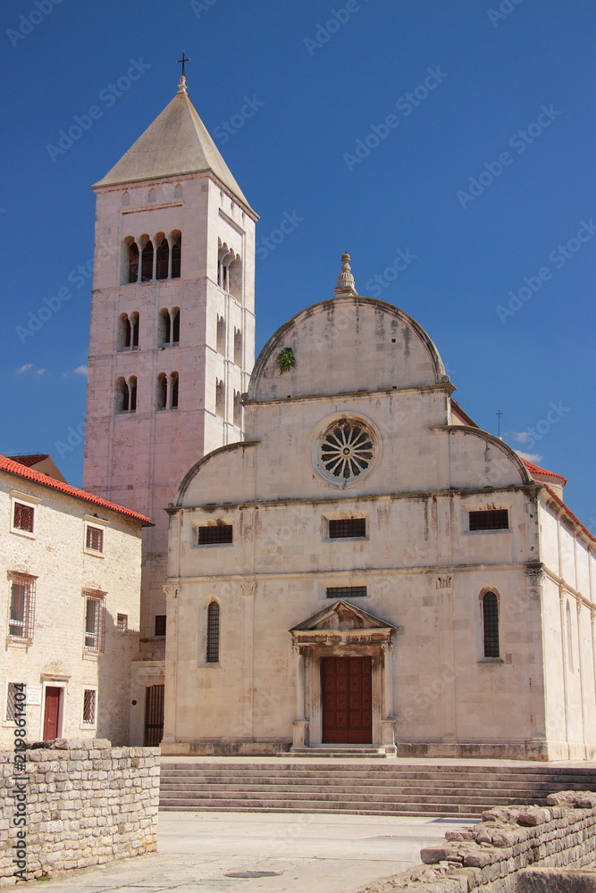 Croatia, Zadar - a Gothic-Renaissance church of St. Mary from the turn of the 10th and 11th century with a bell tower (in the background) built in 1105.