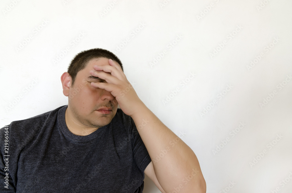 man alone on plain background different reactions man alone on plain background different reactions