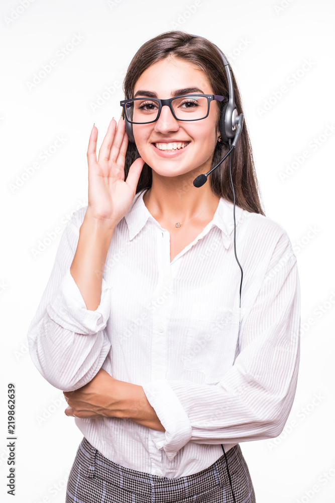 Personal assistant in the business. Hot helpline worker isolated on white background. Business woman call center assistant. Personal assistant in the business. Hot helpline worker isolated on white background. Business woman call center assistant.