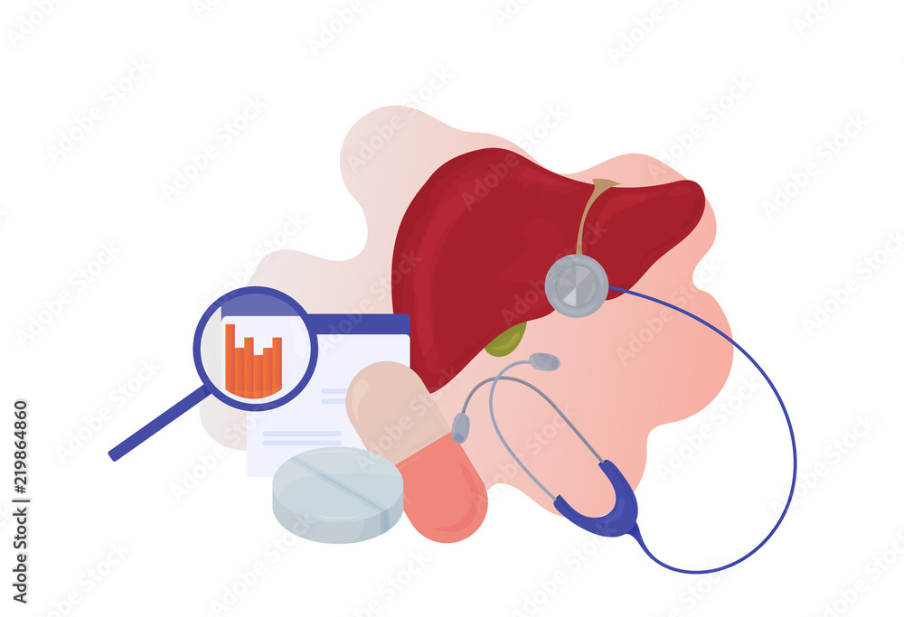 Hepatology and liver disease awareness vector illustration. Liver detoxification awareness poster or banner. Great also for World Liver Day. Hepatology and liver disease awareness vector illustration. Liver detoxification awareness poster or banner. Great also for World Liver Day.