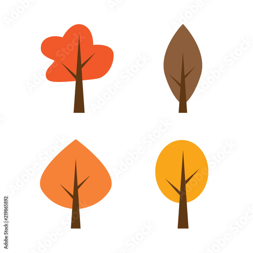 autumn trees icons- vector illustration