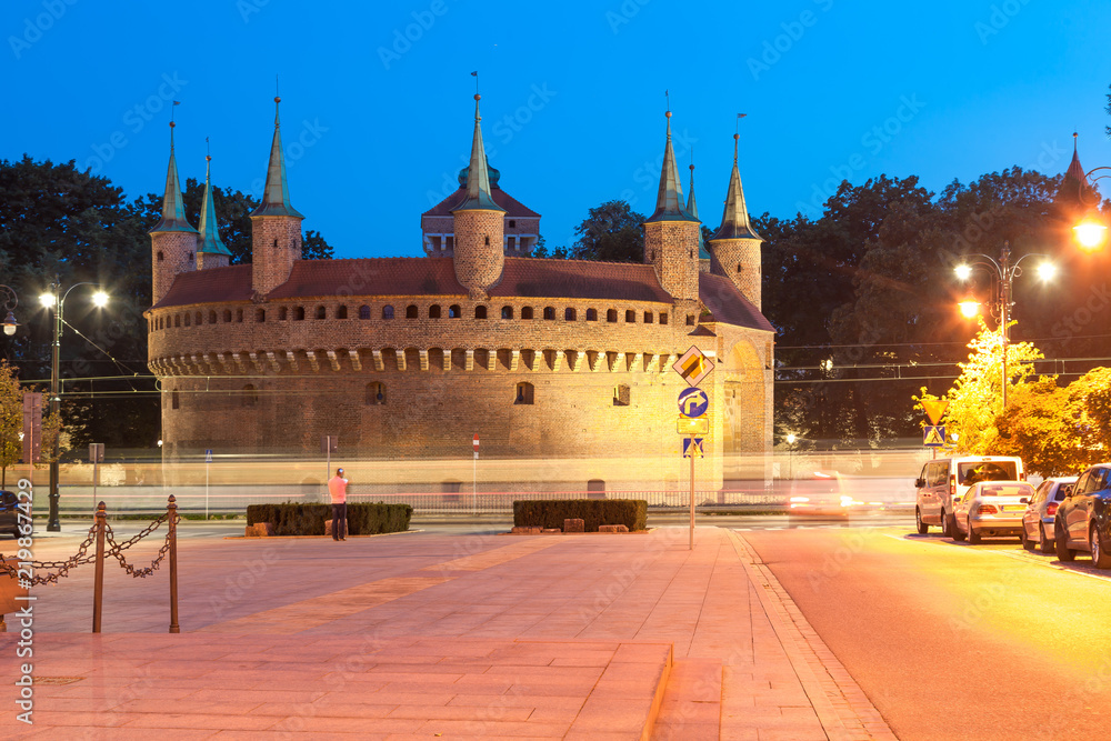Krakow Barbican on evening