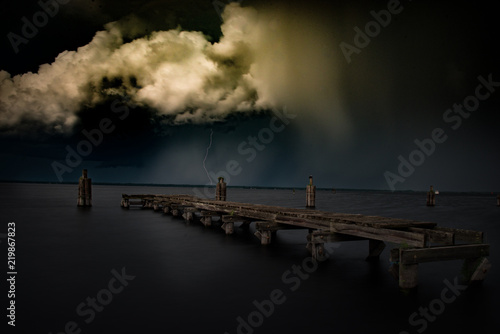 Lightning over piers © David