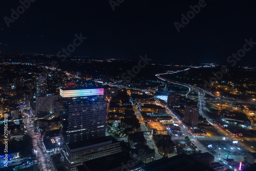 Aerial City Traffic Night Long exposure