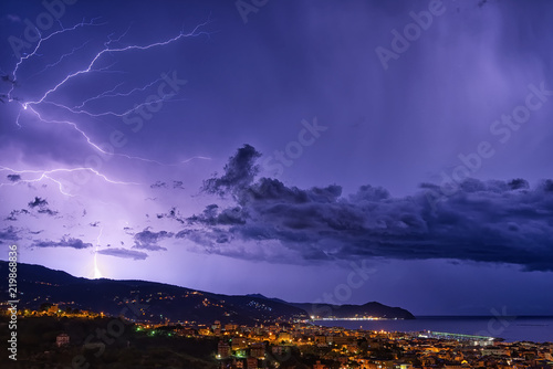 Lightning on the Ligurian Sea, Tigullio gulf - Chiavari, Lavagna and Sestri Levante