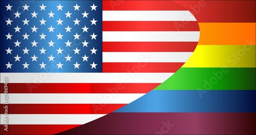 Grunge USA and Gay flags - Illustration,
Abstract grunge USA Flag and LGBT flag