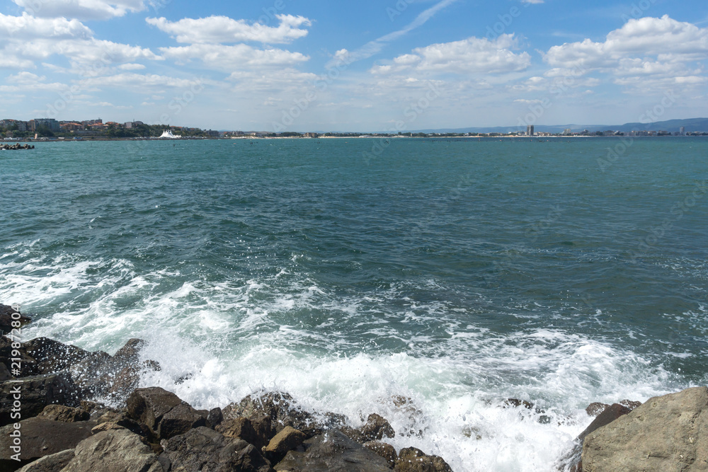 Panorama from coastline of Nessebar to resorts of Sunny Beach, St. Vlas and Elenite, Burgas Region, Bulgaria Panorama from coastline of Nessebar to resorts of Sunny Beach, St. Vlas and Elenite, Burgas Region, Bulgaria