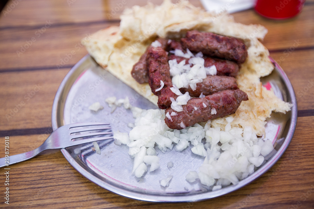 Close up image of cevapi traditional Balkan food 