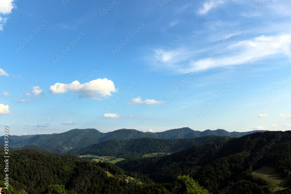View of the hills with clouds View of the hills with clouds