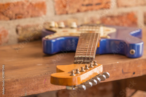Canvas Print eletric guitar at garage