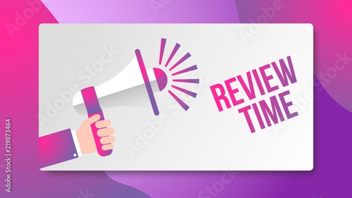 Photos REVIEW TIME slogan megaphone with modern web design