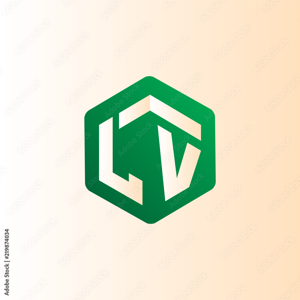 L V Initial letter hexagonal logo vector L V Initial letter hexagonal logo vector