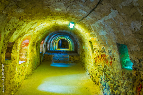 Underground corridor following the fortification of Villefranche de Conflent, France