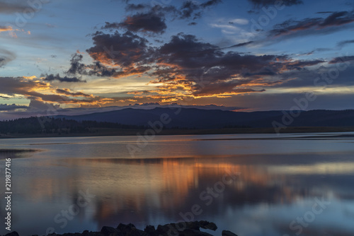 Long exposure image taken after sunset at Big Lake, Arizona.