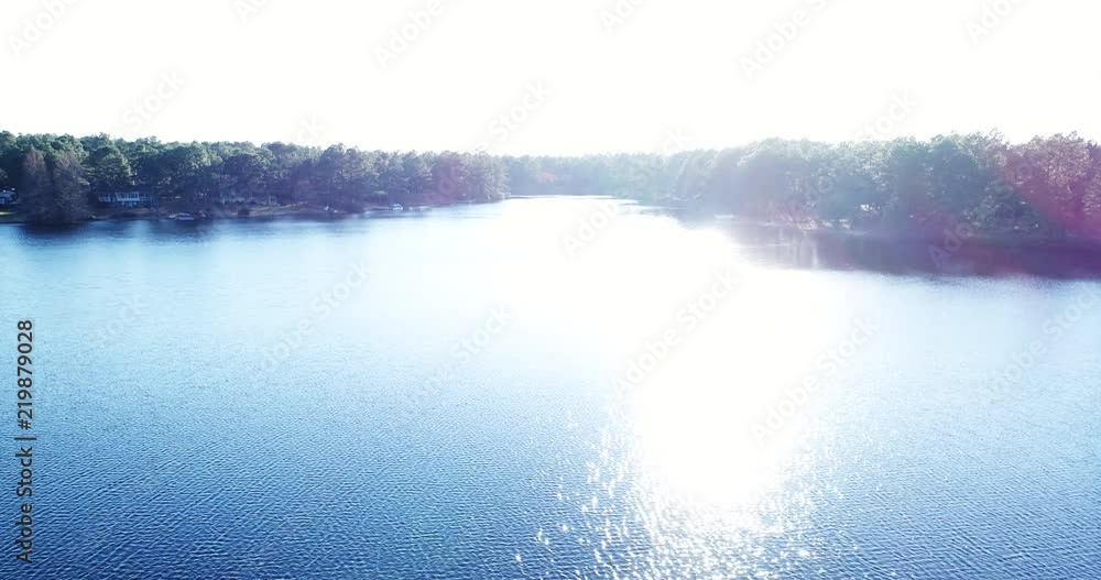 Aerial, shining lake in Whispering Pines Aerial, shining lake in Whispering Pines