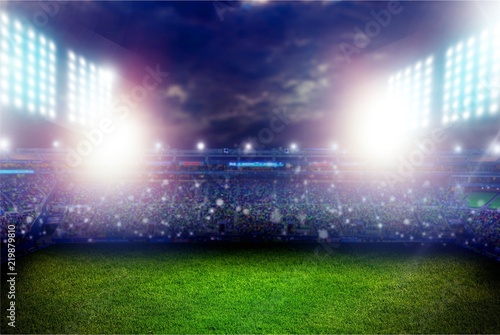 Lights at night empty stadium