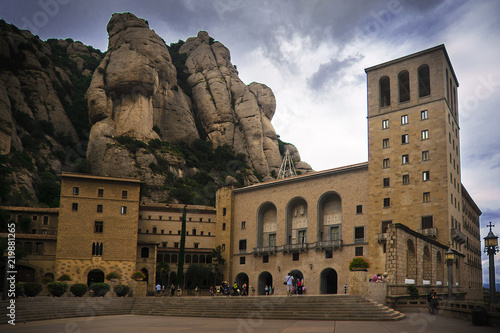Sanctuary Lady of Montserrat in Barcelona against a cloudy sky