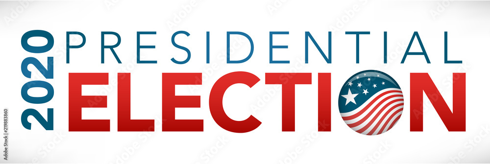Election header banner with Vote 2020 with Patriotic Stars and Stripes Theme