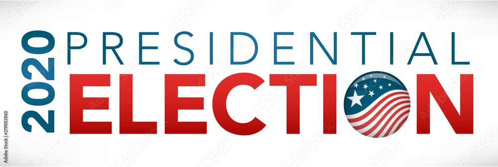 Election header banner with Vote 2020 with Patriotic Stars and Stripes Theme Election header banner with Vote 2020 with Patriotic Stars and Stripes Theme