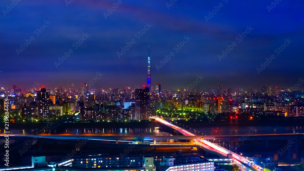 Obraz premium Sceniczny widok miasto Tokyo stolica Japonia w zmierzchu
