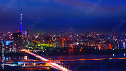 Scenic view of the city of tokyo, the capital city of Japan in twilight
