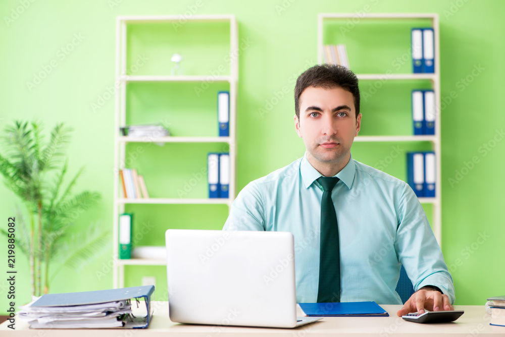 Male financial manager working in the office Male financial manager working in the office