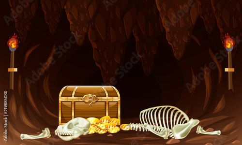 Treasure chest in underground cave