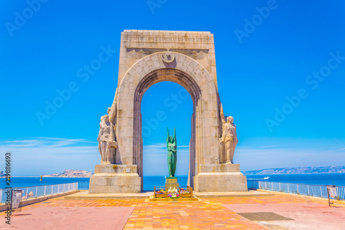 la porte de L'orient monument situated at Marseille, France photo